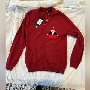 Volcom red Christmas sweater Santa cardigan mens new funky funny